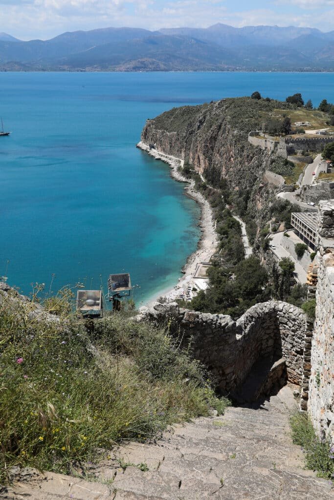 Climbing to top of the Fortress in Nafplio, Greece