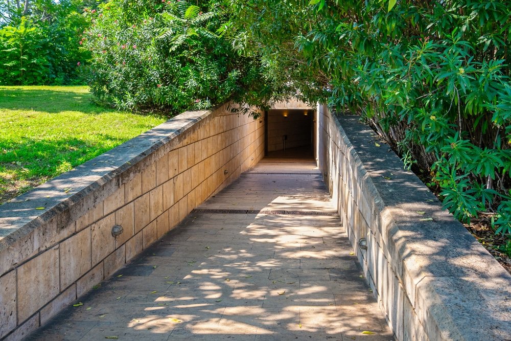 Stone entrance to Royal Tombs of Aigai. Vergina. Central Macedonia, Greece